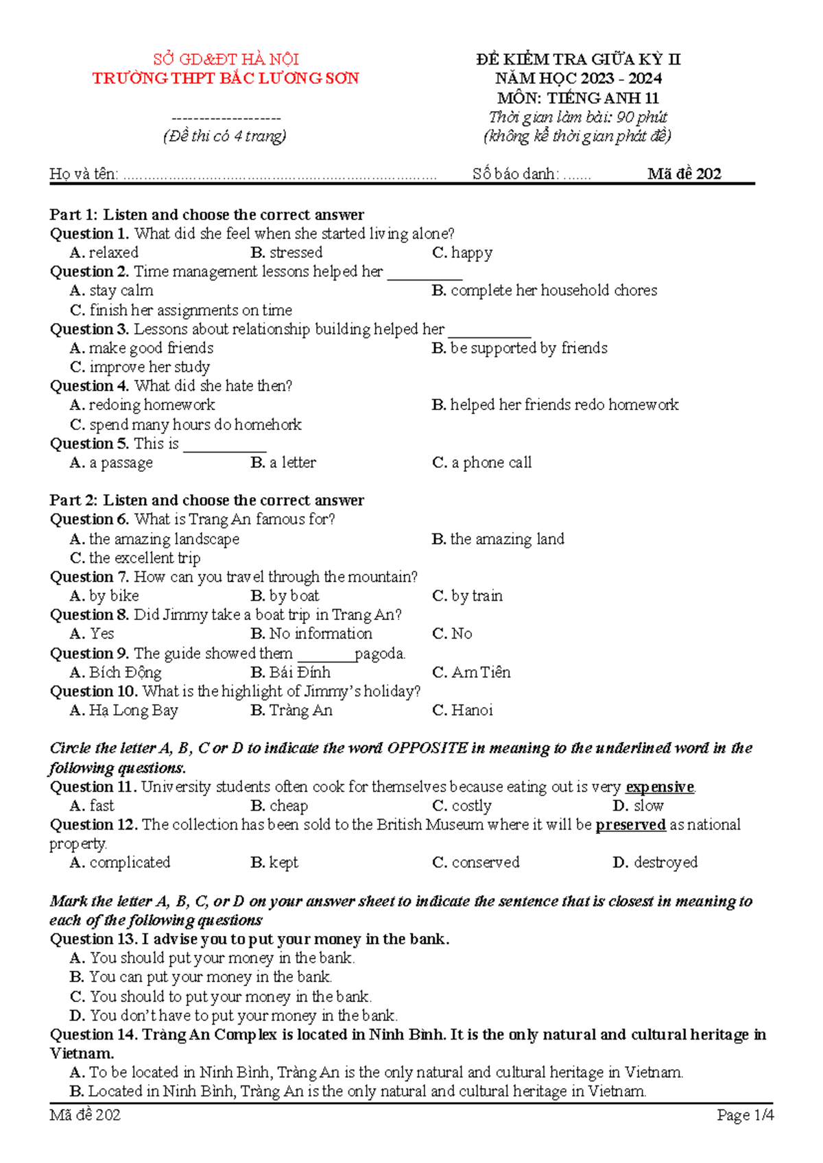 Ma de 202 - This is a mid term test english 11 , ilearn smart world ...