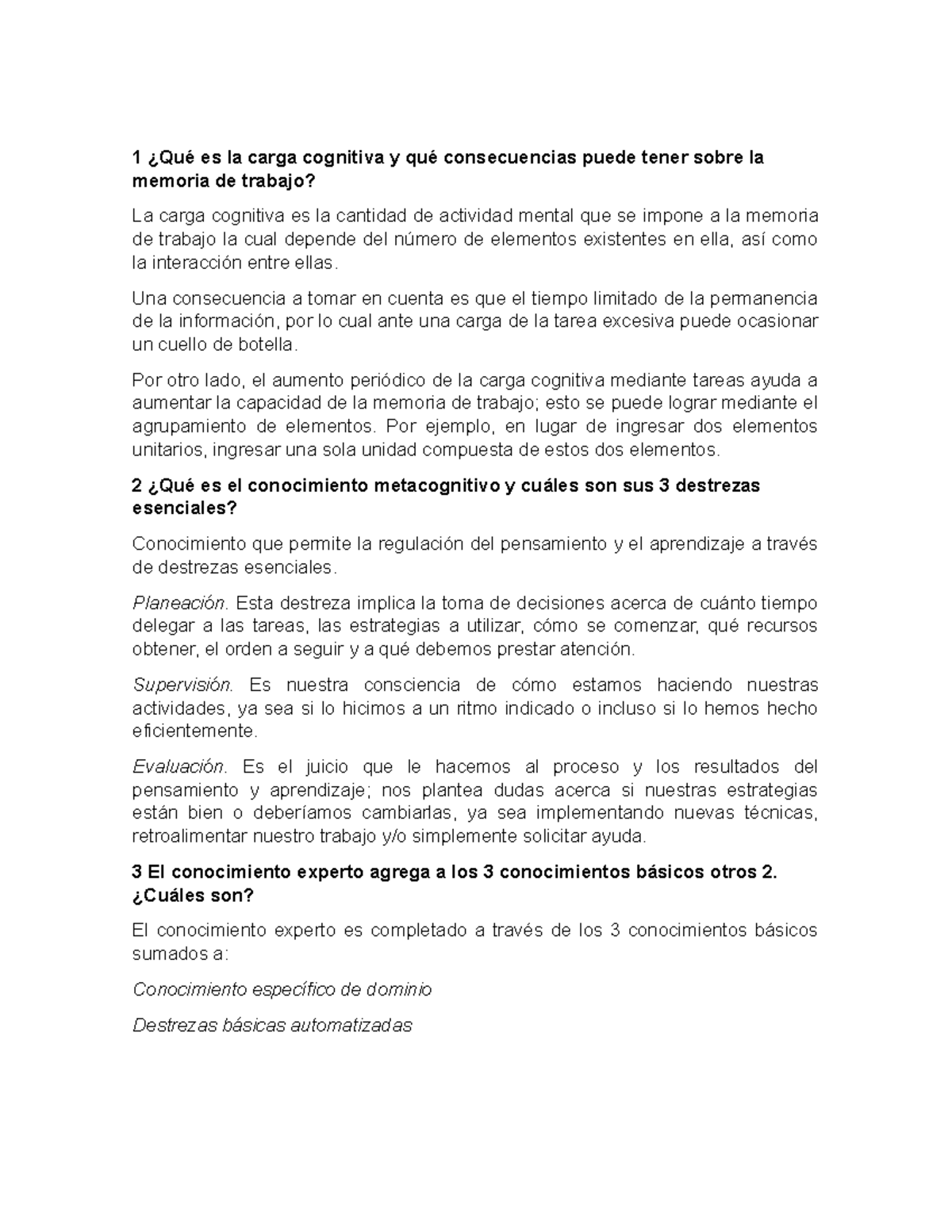 Tarea 6 - Carga cognitiva - 1 ¿Qué es la carga cognitiva y qué ...