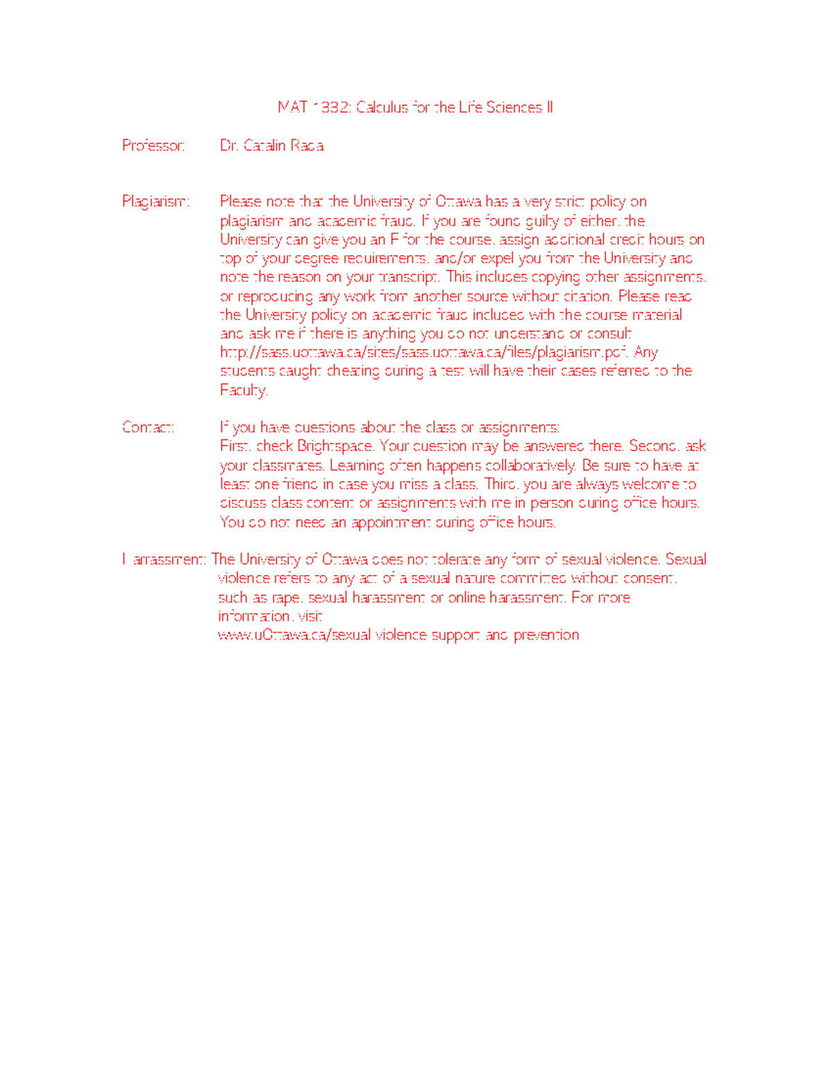 MAT1332 syllabus - MAT 1332 : Calculus for the Life Sciences II ...