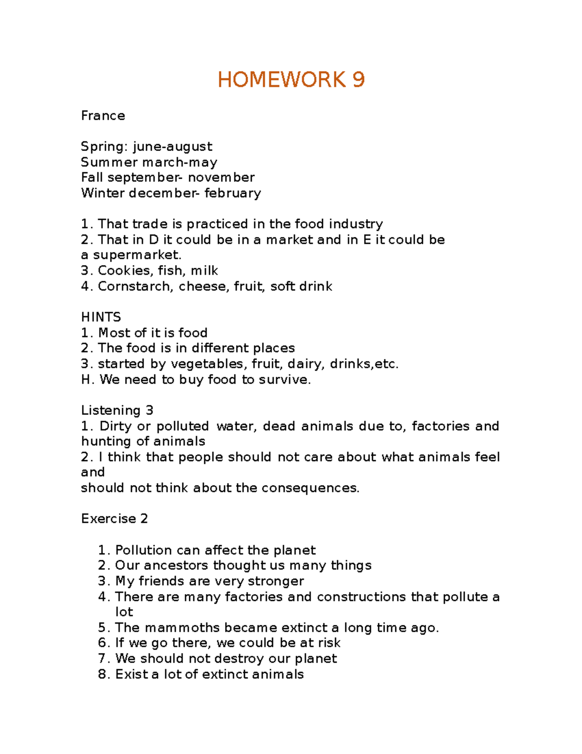 Homework 9 - tarea ingles nivel 7 - HOMEWORK 9 France Spring: june ...