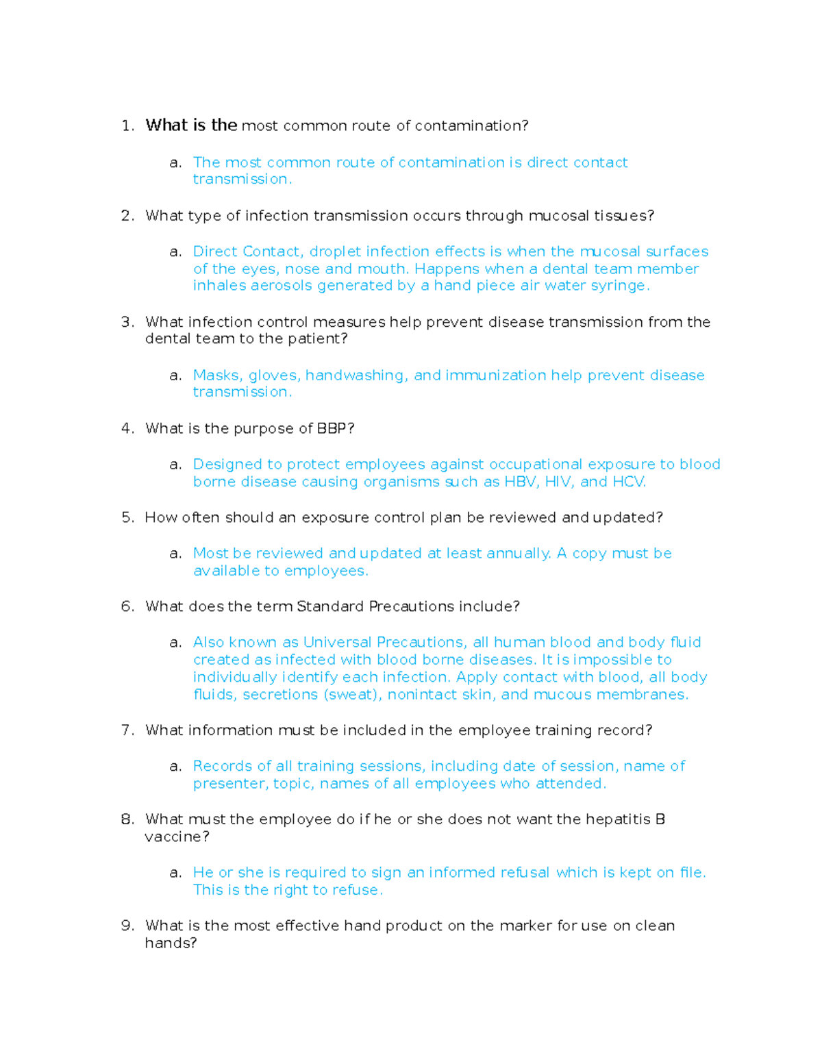 Ch. 19 Recall Questions 1. What is the most common route of