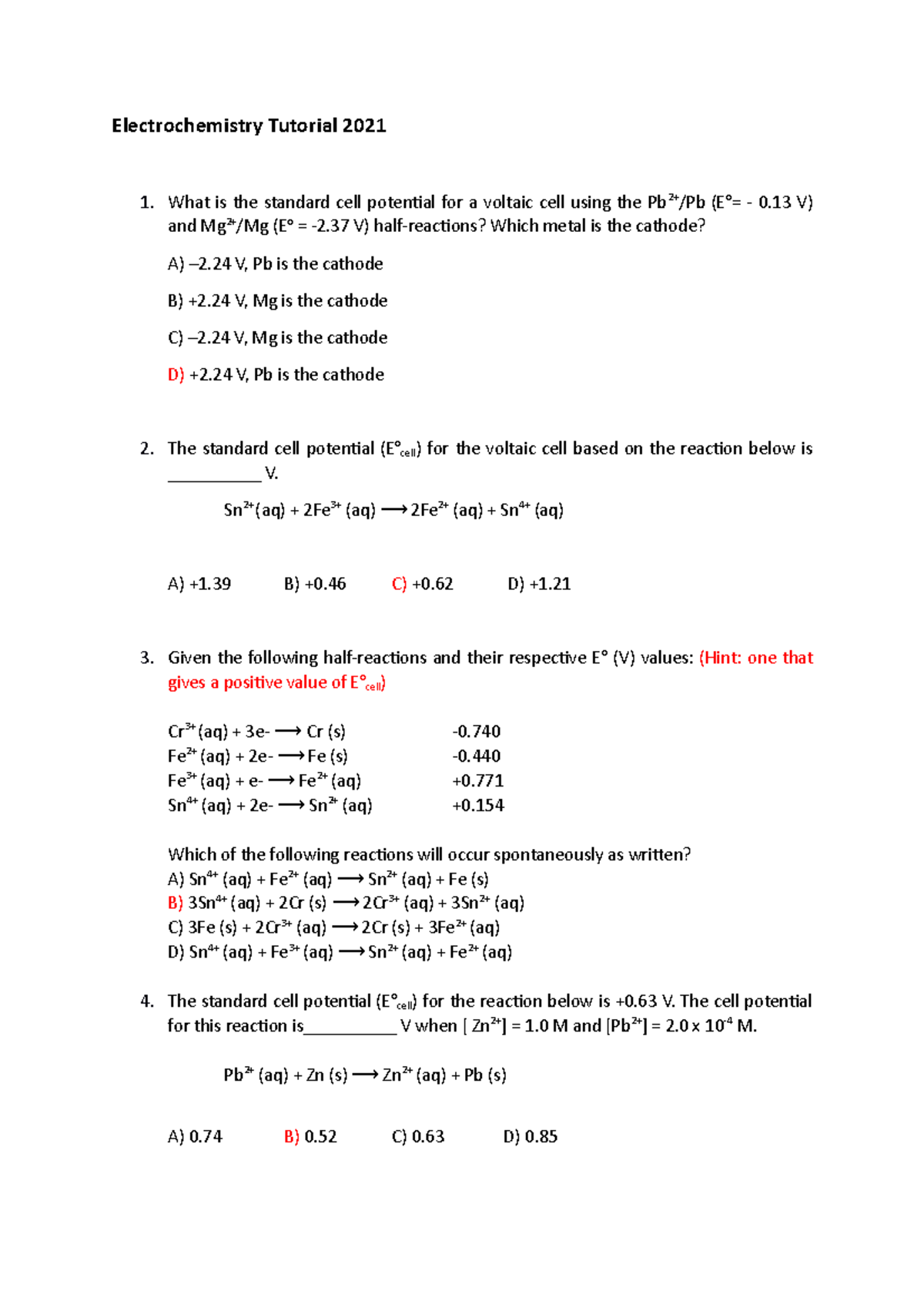 Electrochemistry Tutorial 2021 c Electrochemistry Tutorial 2021 What