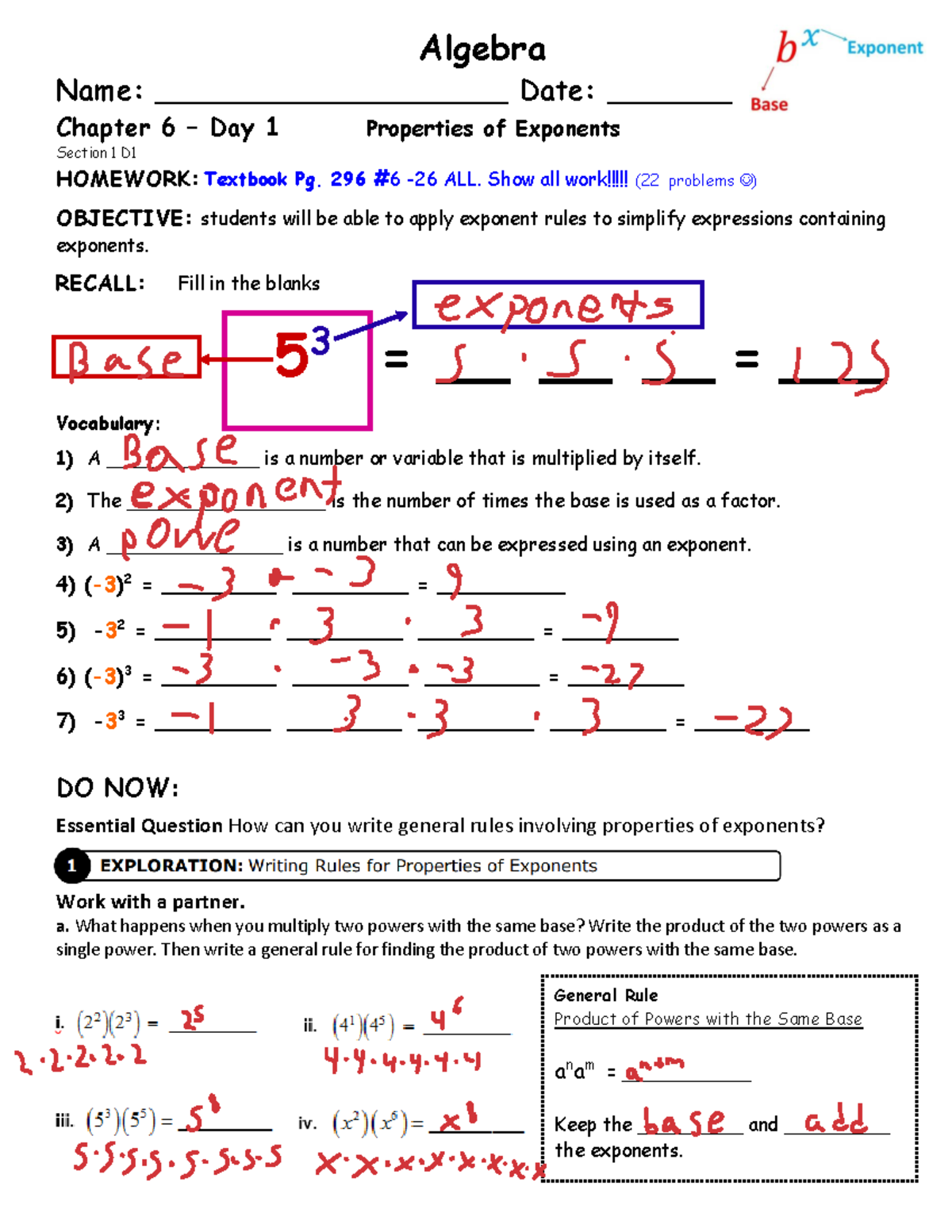 Day+1+(Sect - NOTES FEOM MY CLASS - Algebra Name ...