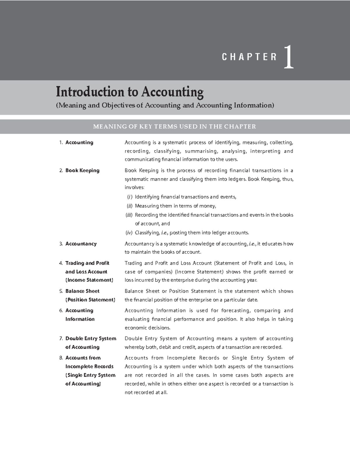 Class 11 Accounts Introduction to Accounting (Meaning and Objectives