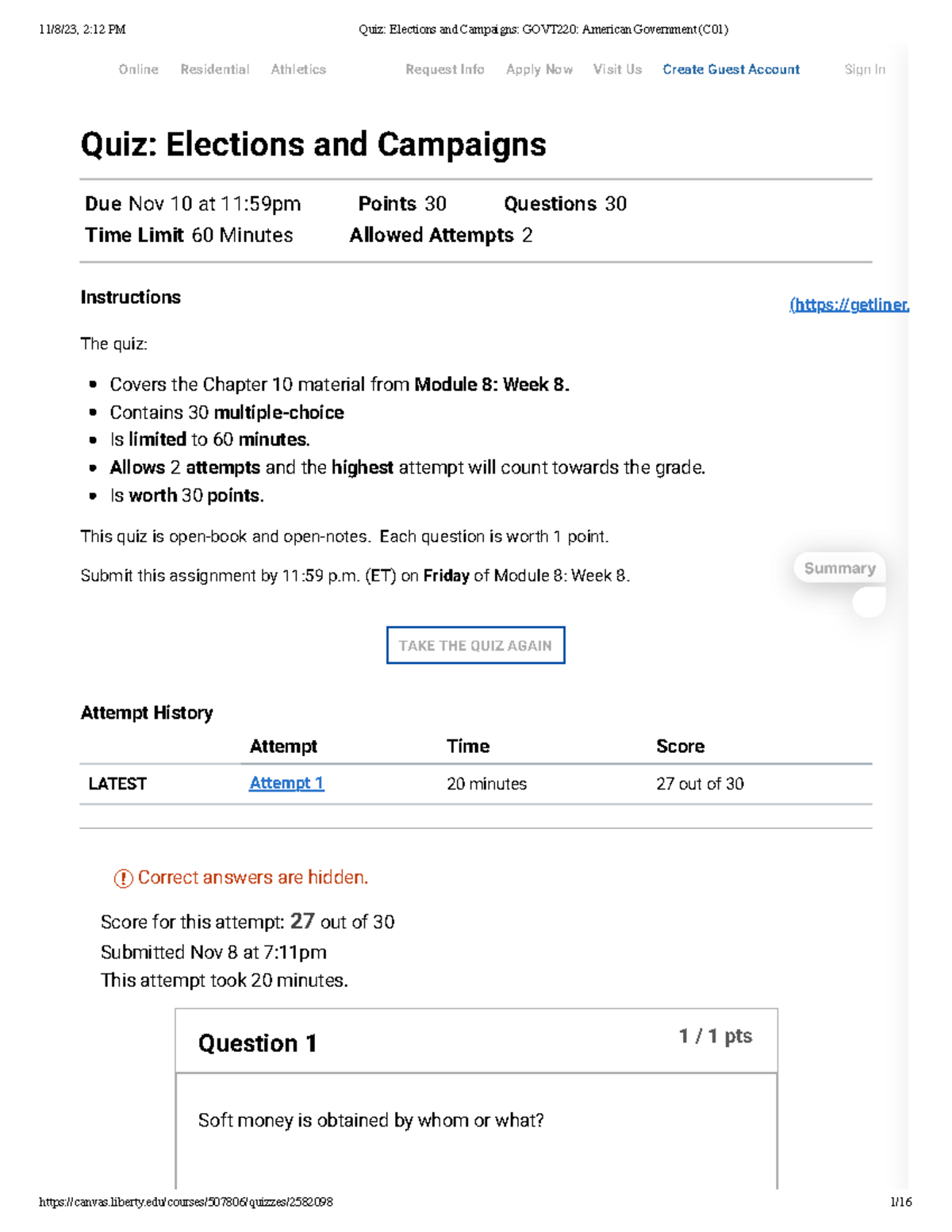 Quiz Elections And Campaigns GOVT220 American Government (C01) - Skip ...