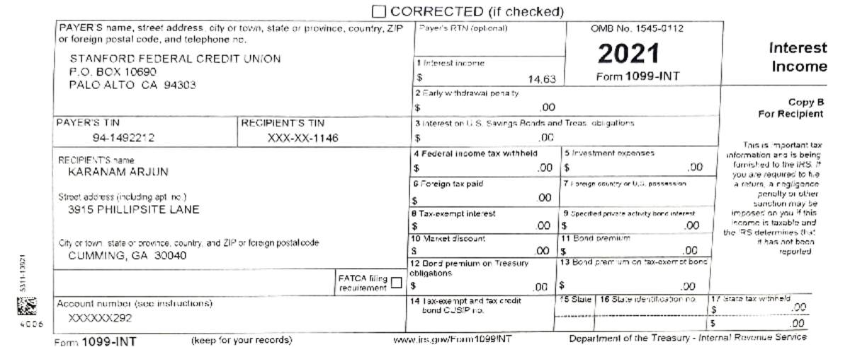 1099INT - Academic Prep for SAT. - DCORRECTED (if checked) PAYER'Sor ...