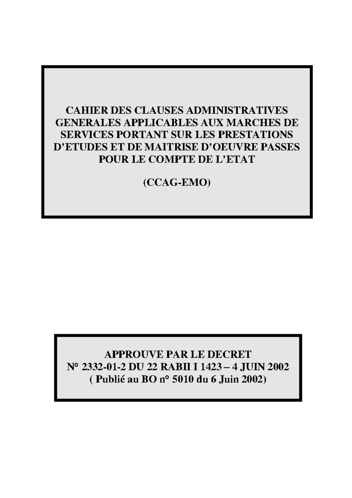 CCAG EMO - Marché publics au maroc - CAHIER DES CLAUSES ADMINISTRATIVES ...