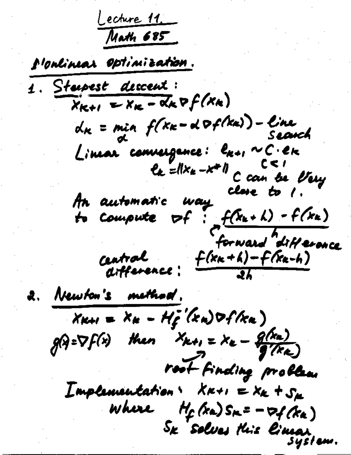 Lecture Notes, Lecture 11 - Numerical Analysis - Math 685 - Leo*, T ...