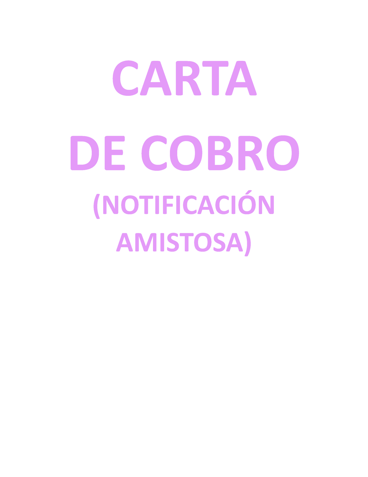 Carta De Cobro Amistosa Para Descargar Word Gratis Vr 8042