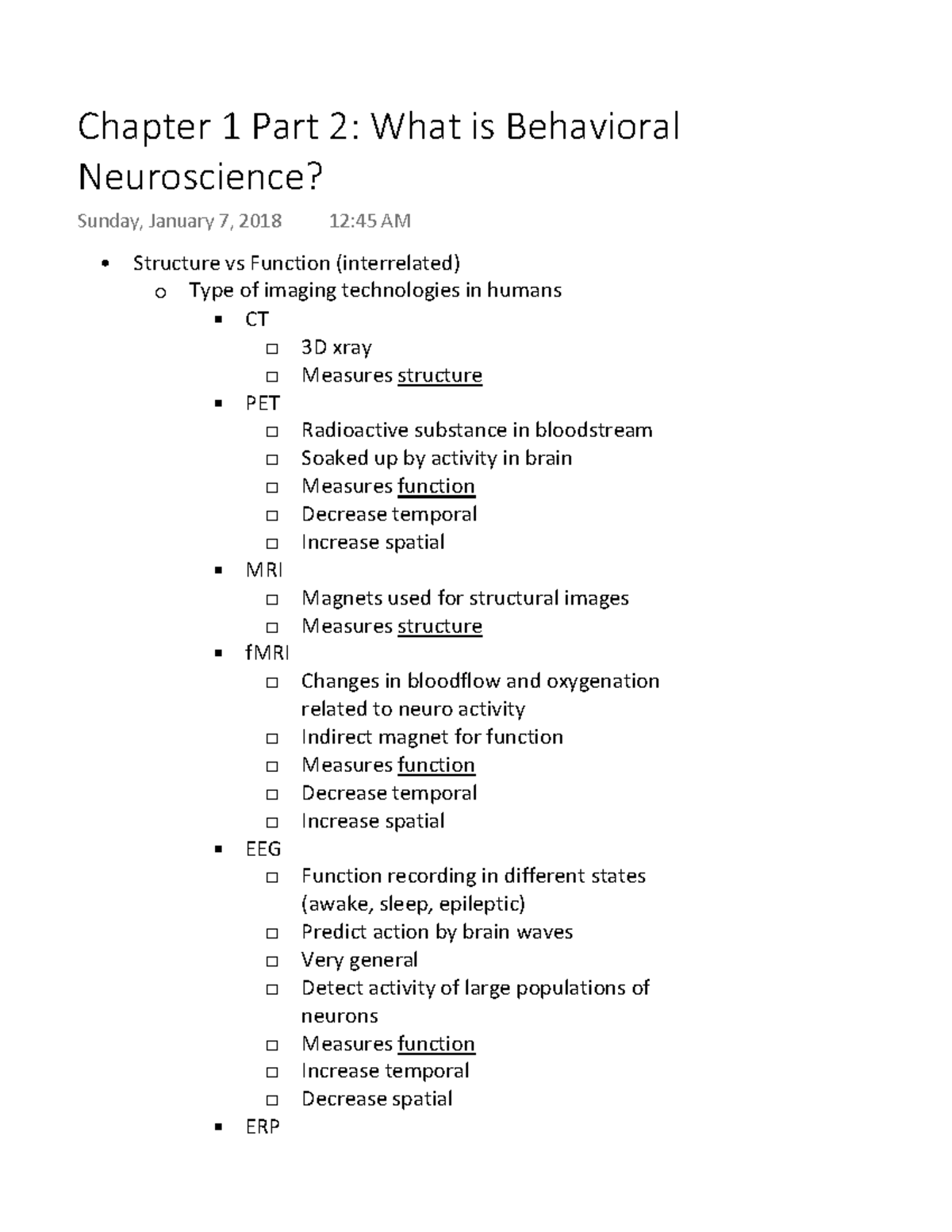 Chapter 1 Part 2 What is Behavioral Neuroscience - Structure vs ...