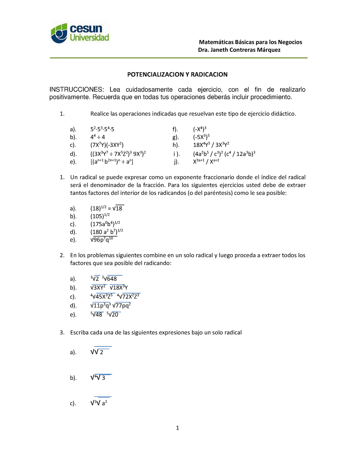 Ejercicios 1. Matematicas Basicas 1 - Matem·ticas B·sicas Para Los ...