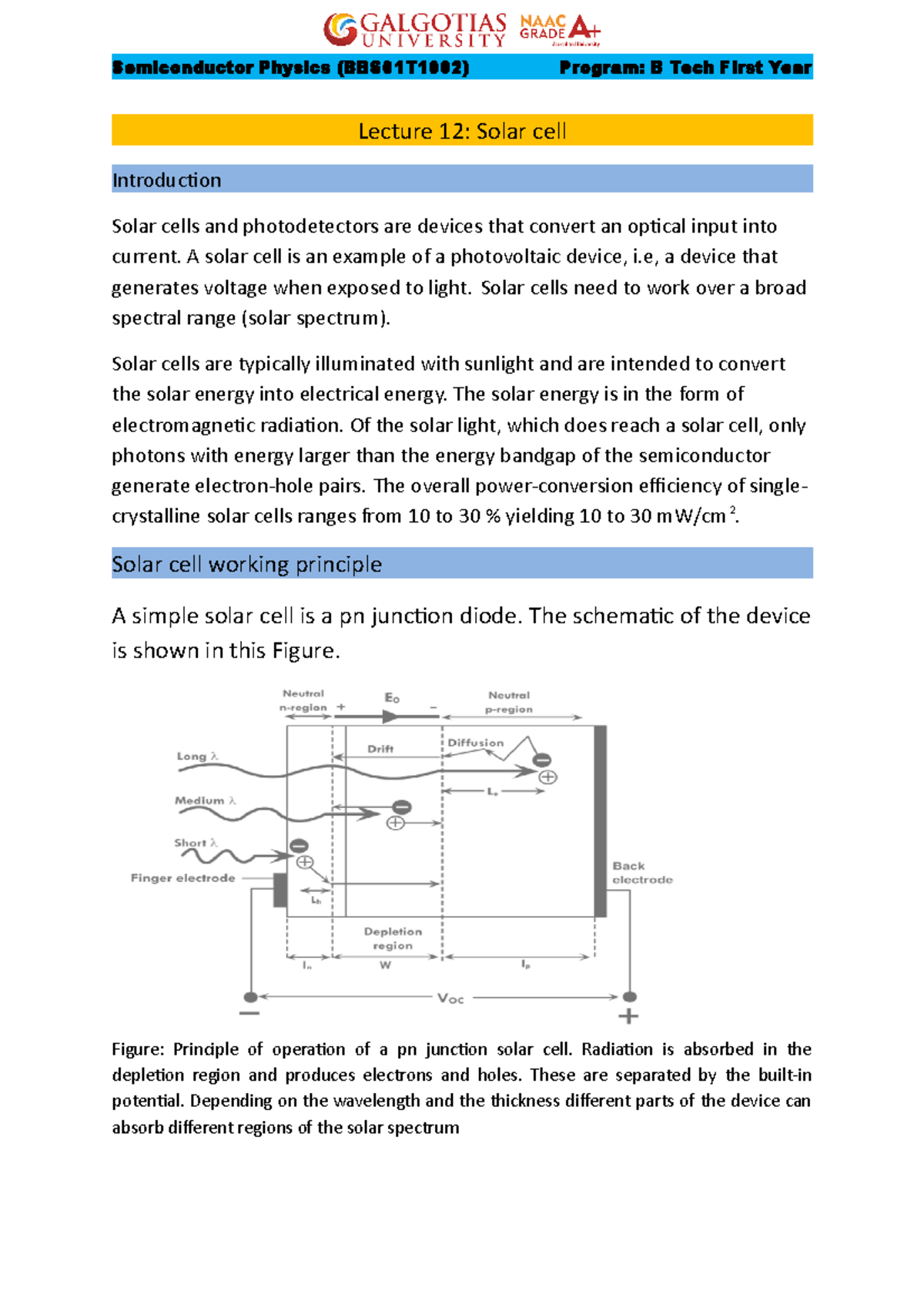 Solar Cell - Ankit Yadav - Lecture 12: Solar Cell Introduction Solar ...