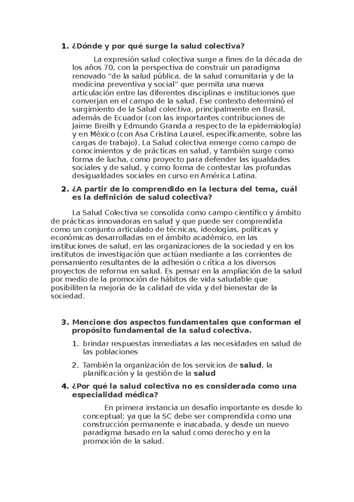 Lab Salud Colectiva - 1.¿Dónde Y Por Qué Surge La Salud Colectiva? La ...