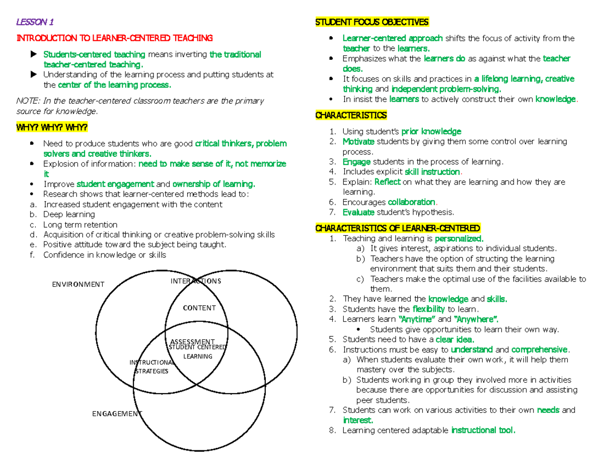 Types Of Learner Centered Teaching Methods - Design Talk