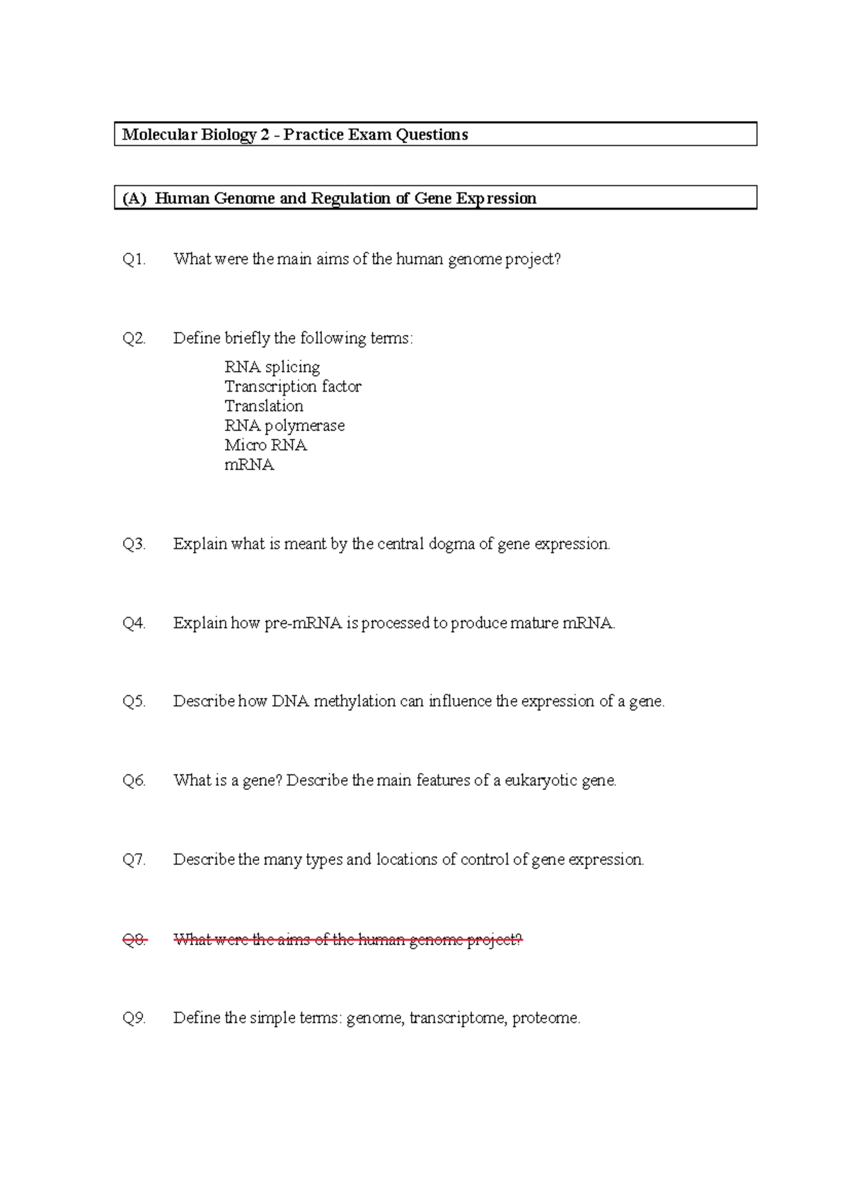 2019 Molecular Biology 2 practice questions Warning Popup annotation