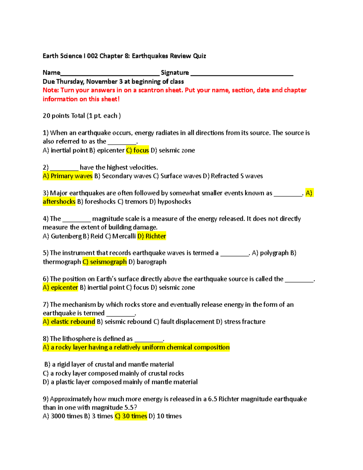 Es Ch 8 Quiz Chapter 8 Quiz Answers Earth Science I 002 Chapter 8 Es Ch 8 Quiz Chapter 8 Quiz Answers Earth Science I 002 Chapter 8