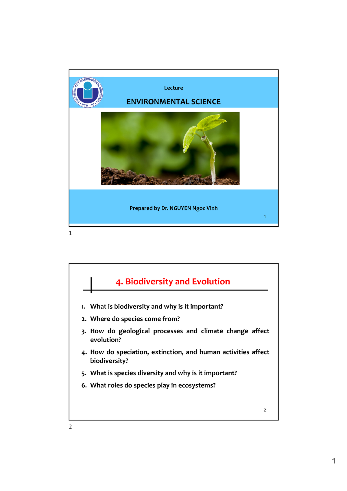 ES Lecture 4 - Enviromental Science - Lecture ENVIRONMENTAL SCIENCE ...