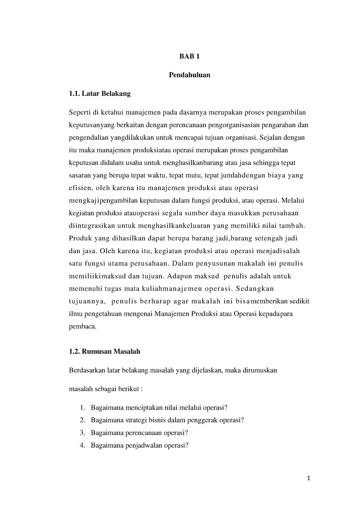 Pengantar Bisnis 4 BAG 1 - 1 BAB 1 Pendahuluan Latar Belakang Seperti ...