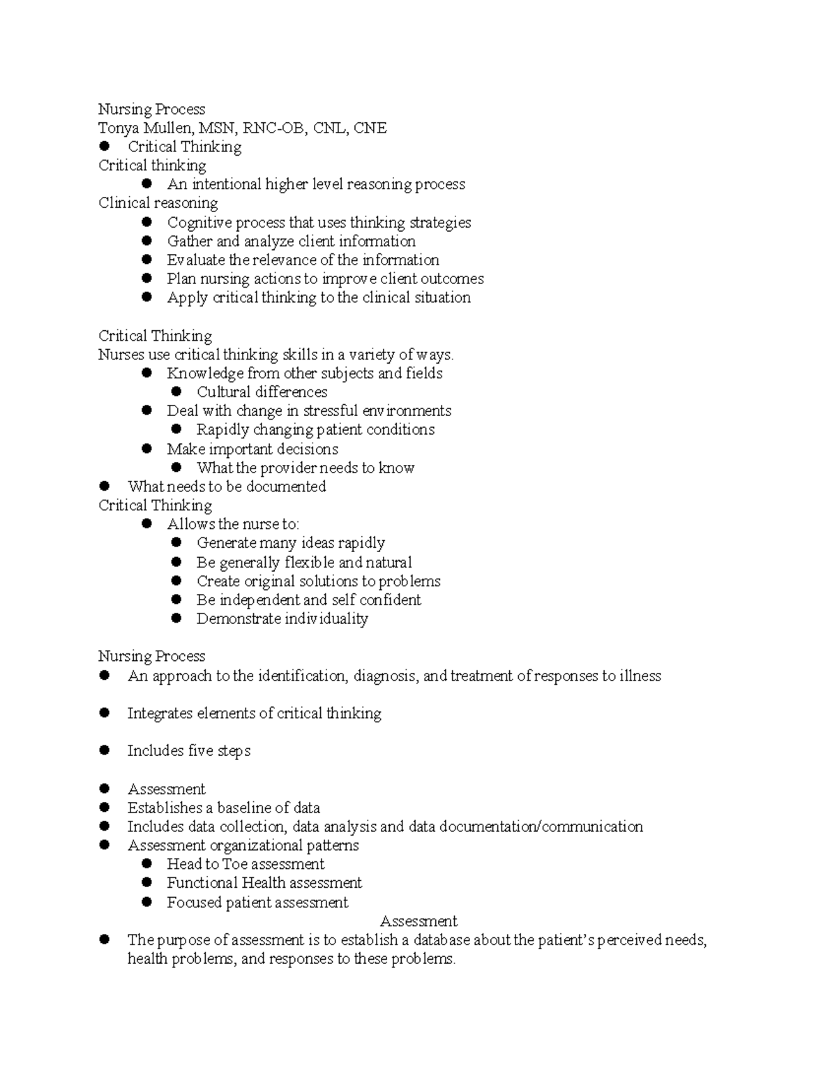 Nursing Process - details of ADPIE Lecture - NURS 3001 - MGAstateU ...