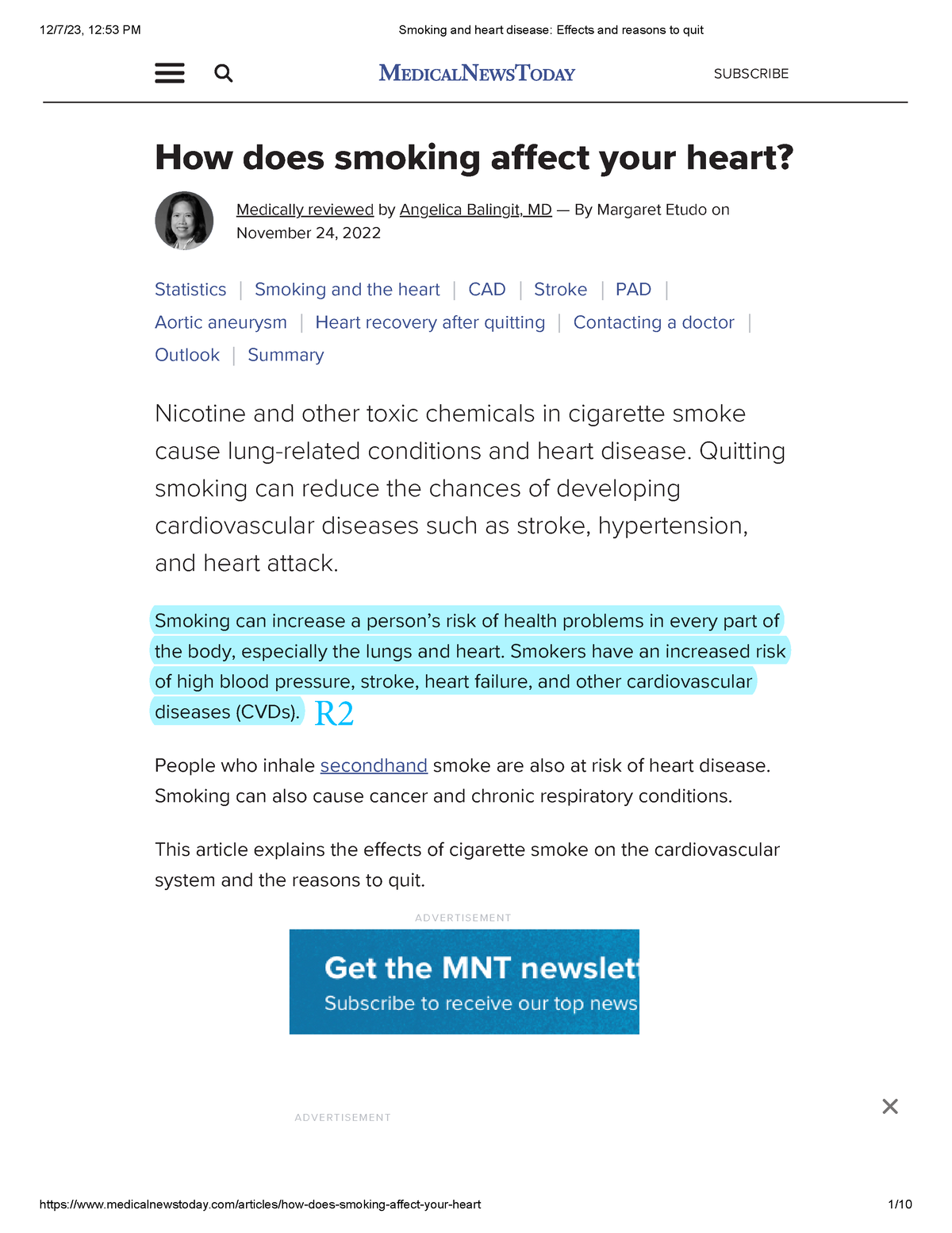 Article Reference 2 - Evaluative Commentary - How Does Smoking Affect ...