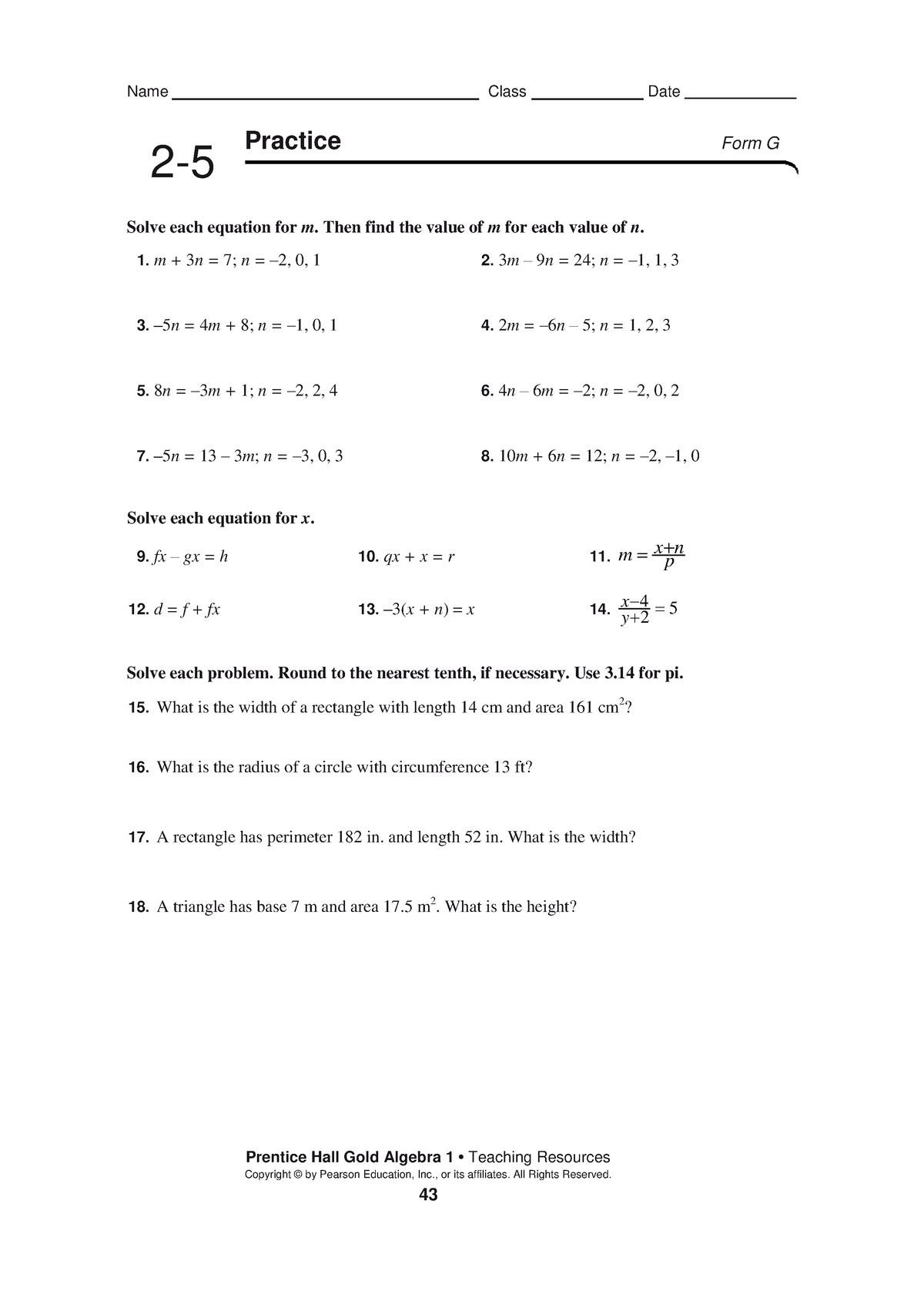 7C D E A1 02 05 PRG - helpful - Name Class Date 2- Practice Form G ...