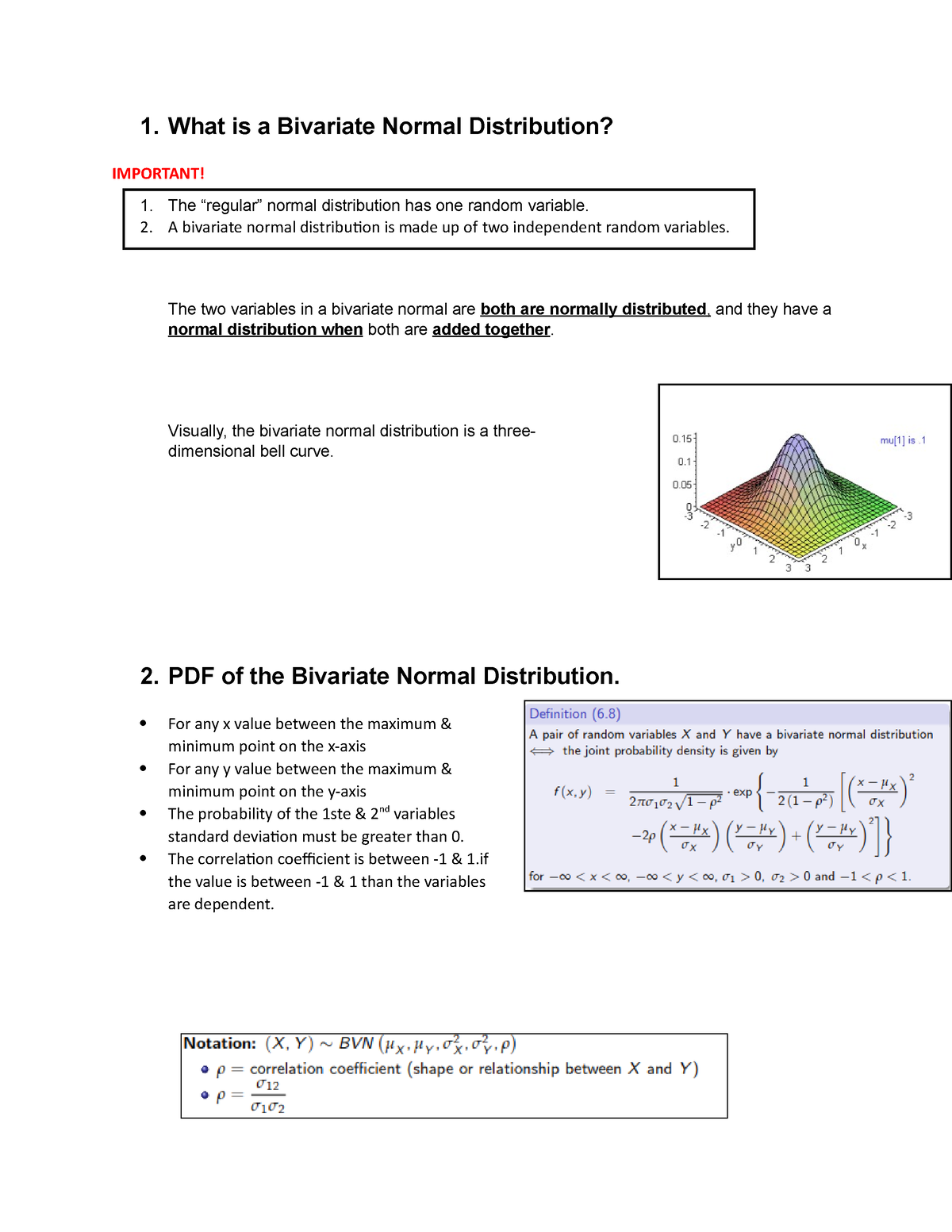 3 Bivariate Normal Distribution 1 What Is A Bivariate Normal Distribution Important The 6138