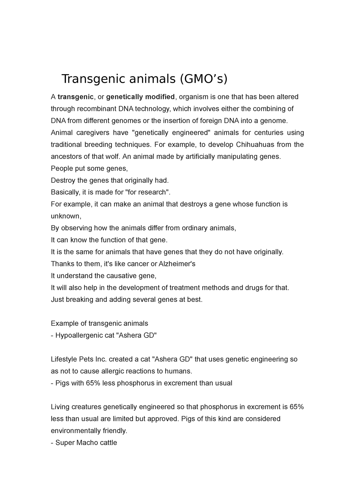 Bioo Transgenic Animals Biol 431 Advanced Cell Biology Ubc Studocu