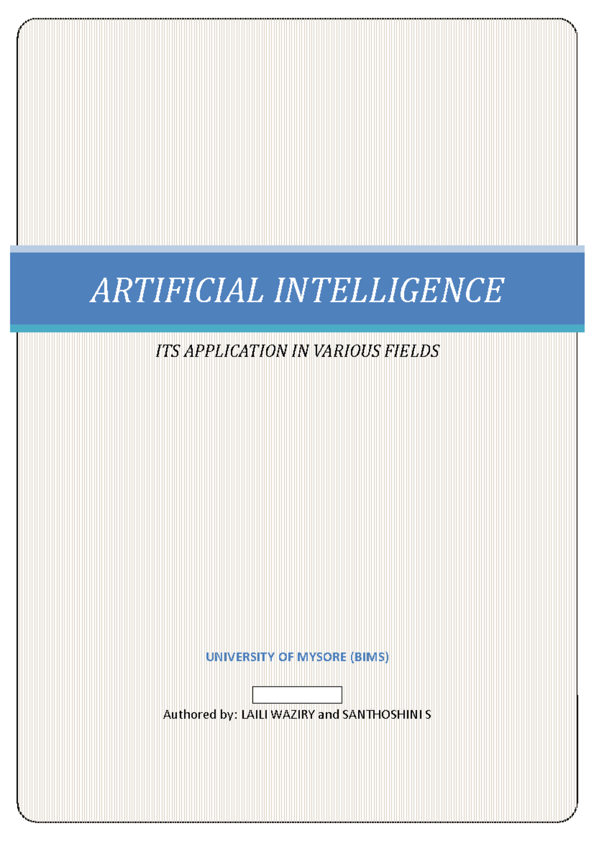 Artificial Intelligence FULL Research PA - ARTIFICIAL INTELLIGENCE ITS ...