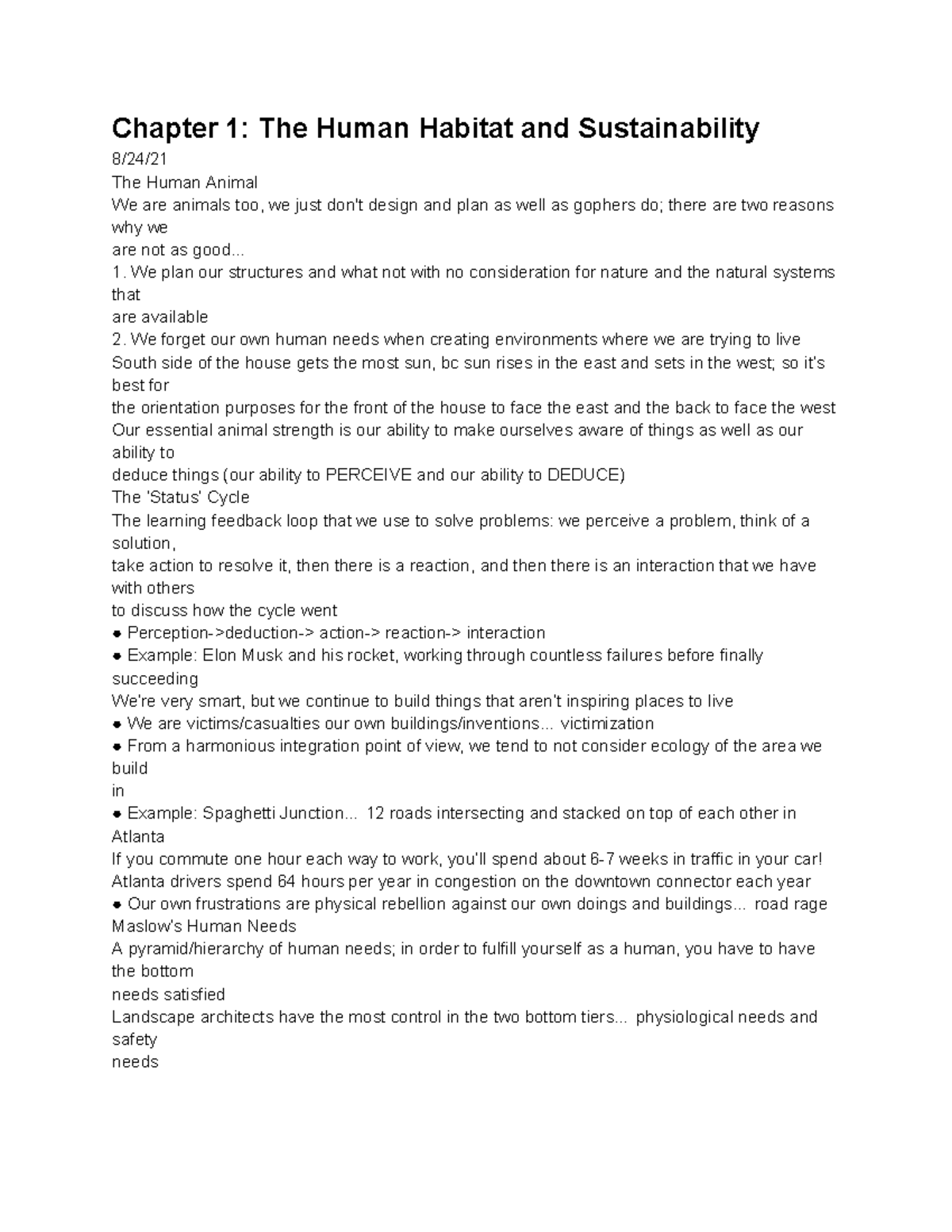 LAND Exam 1 Notes - Chapter 1: The Human Habitat and Sustainability 8 ...