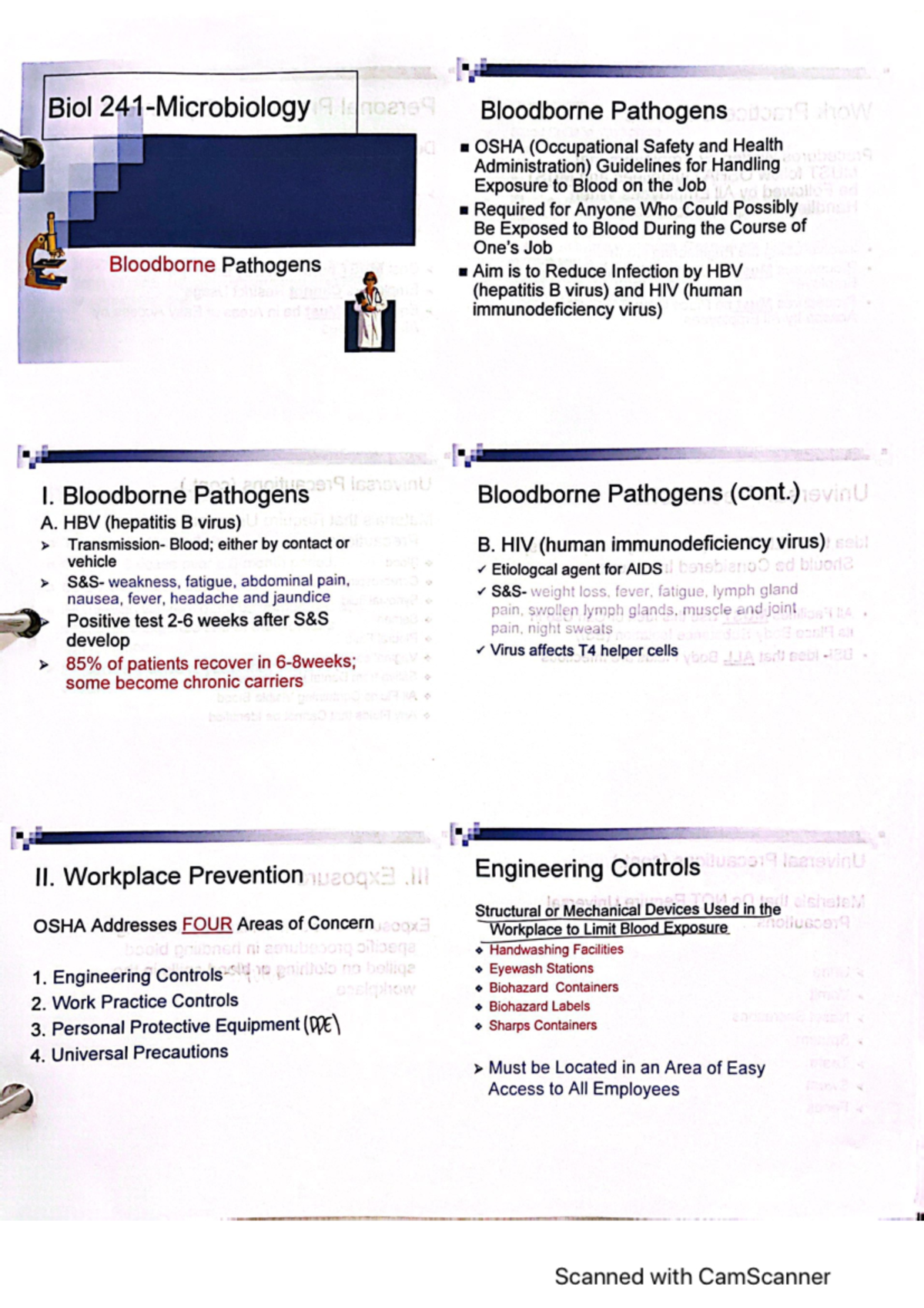 Bio 241 ch 14 - Chapter 14 - Biol Bloodborne Pathogens OSHA ...