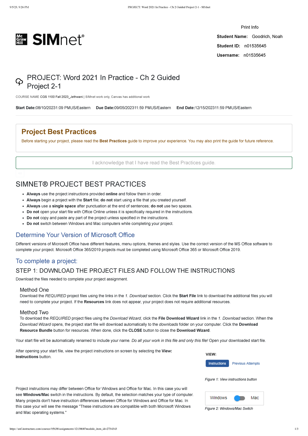 Word project guide - 9/5/23, 9:26 PM PROJECT: Word 2021 In Practice ...