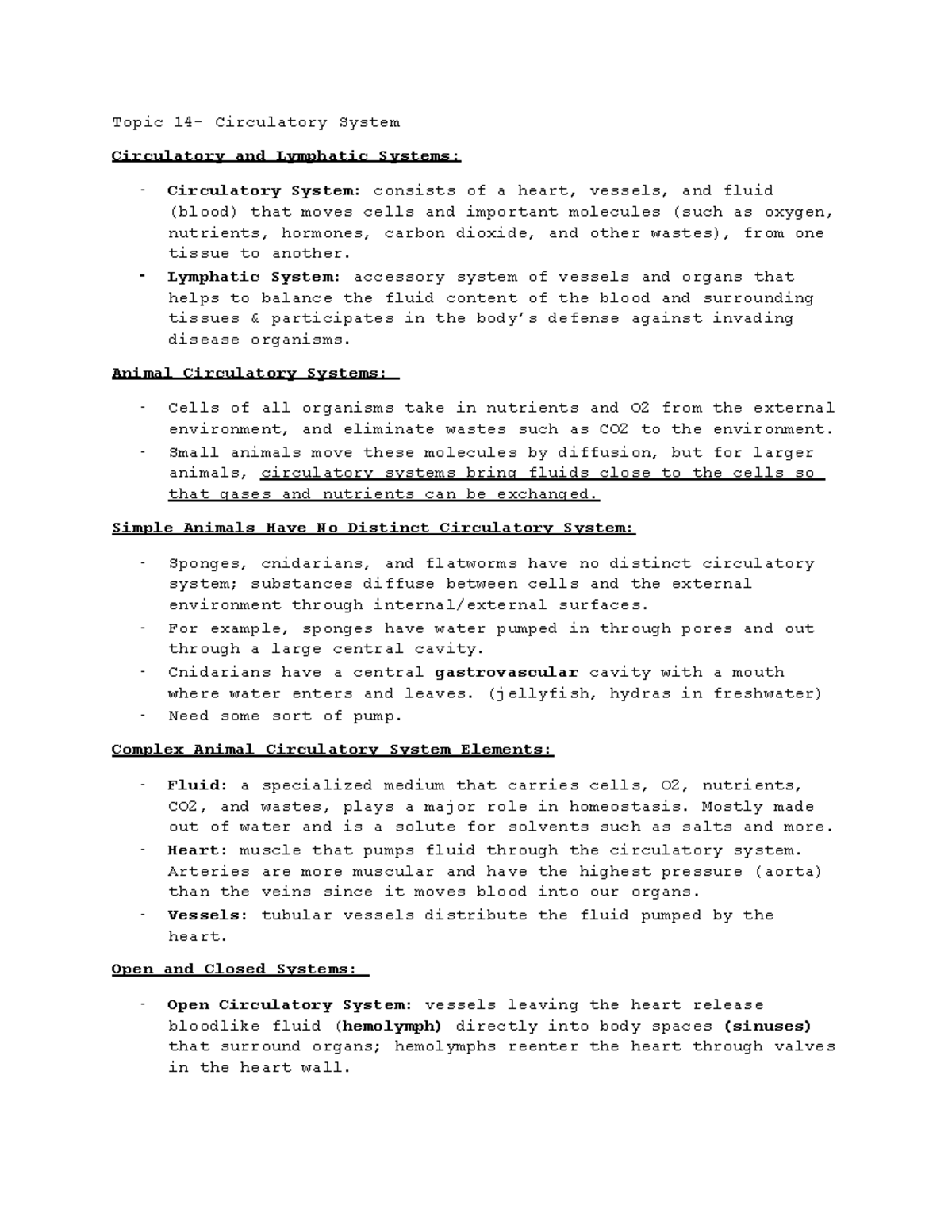 Circulatory System Overview and Key Functions - Topic 14 - Topic 14 ...