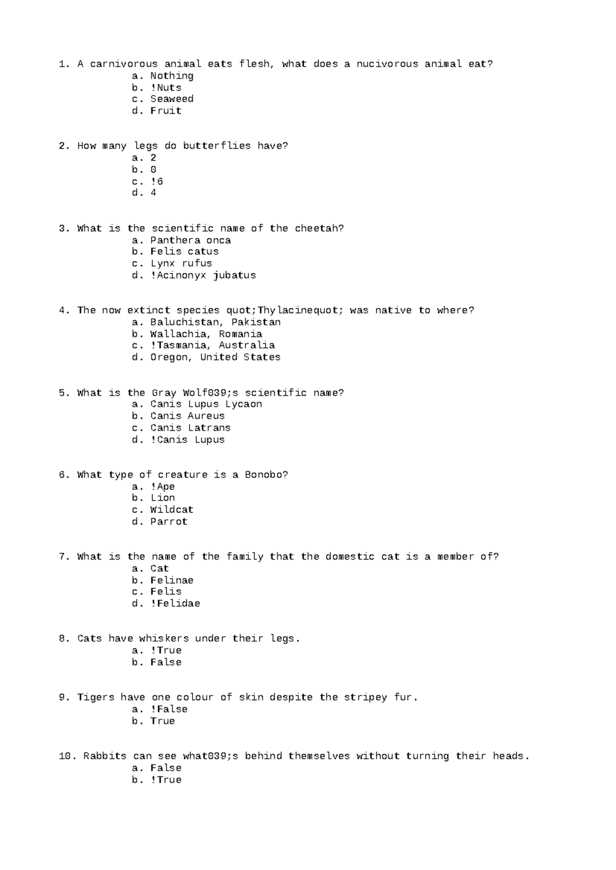 STAT234 Problems Spring 2019 9 - A carnivorous animal eats flesh, what