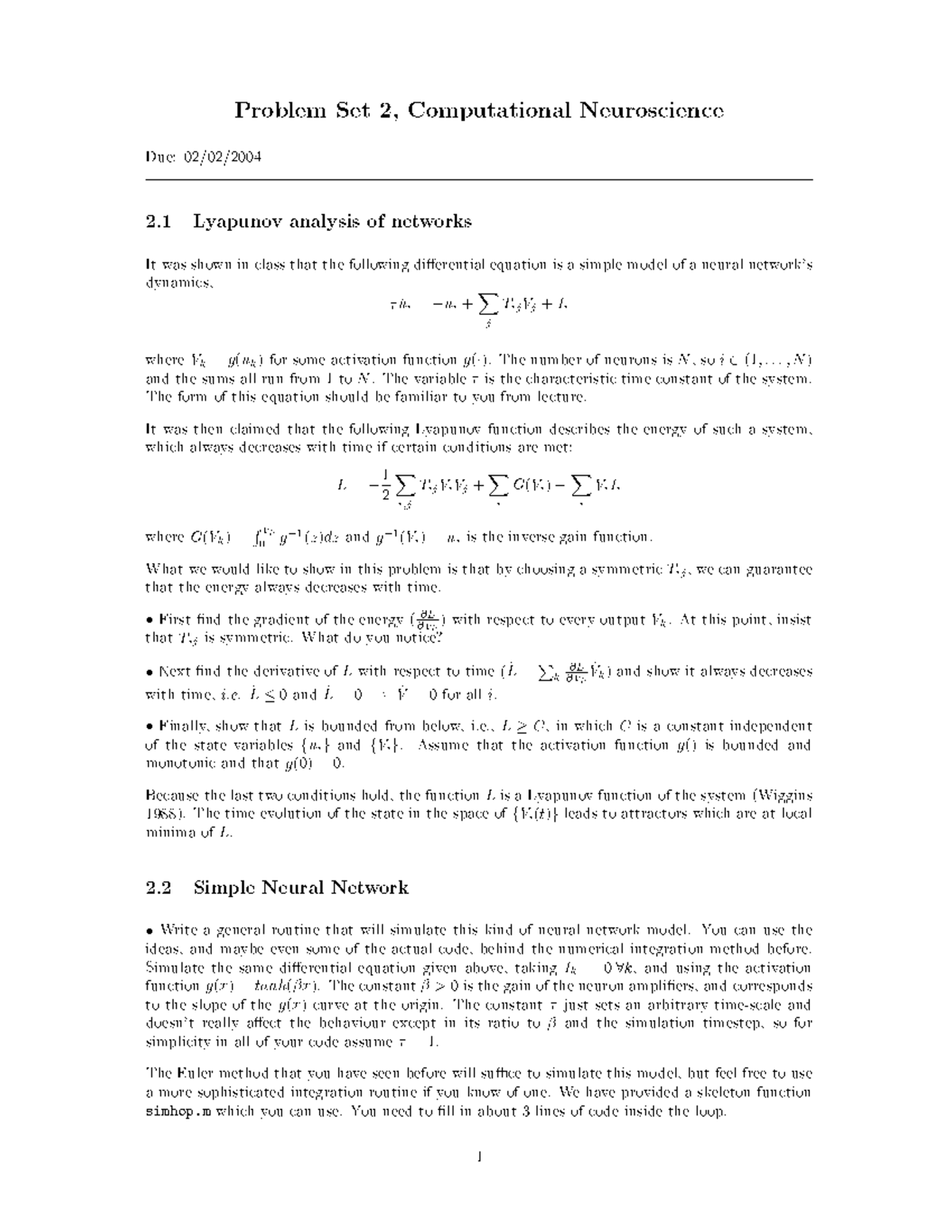 homework problem solutions