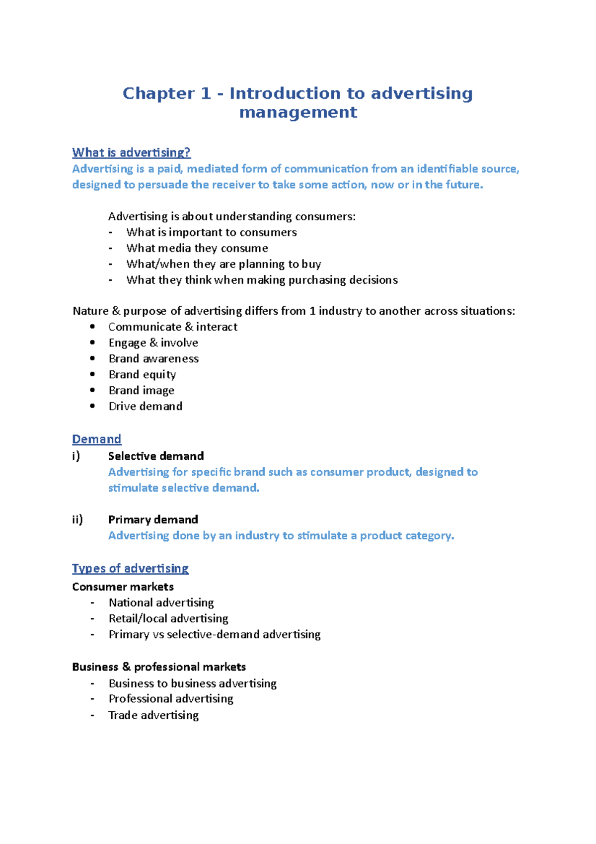 Chapter 1 - Summarised Advertisement Notes That Aids In Preparation Of ...