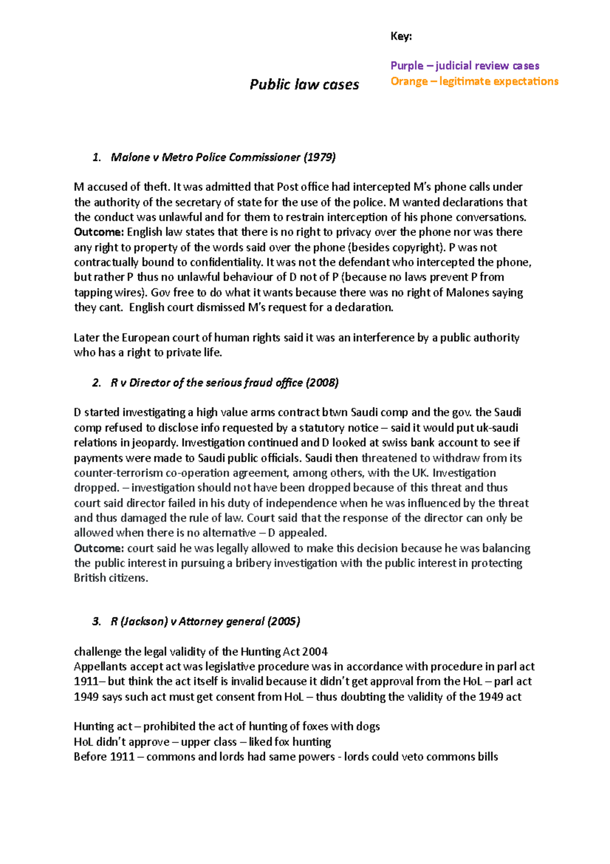 Public law cases Case summaries Public law cases Malone v Metro Police Commissioner (1979) M