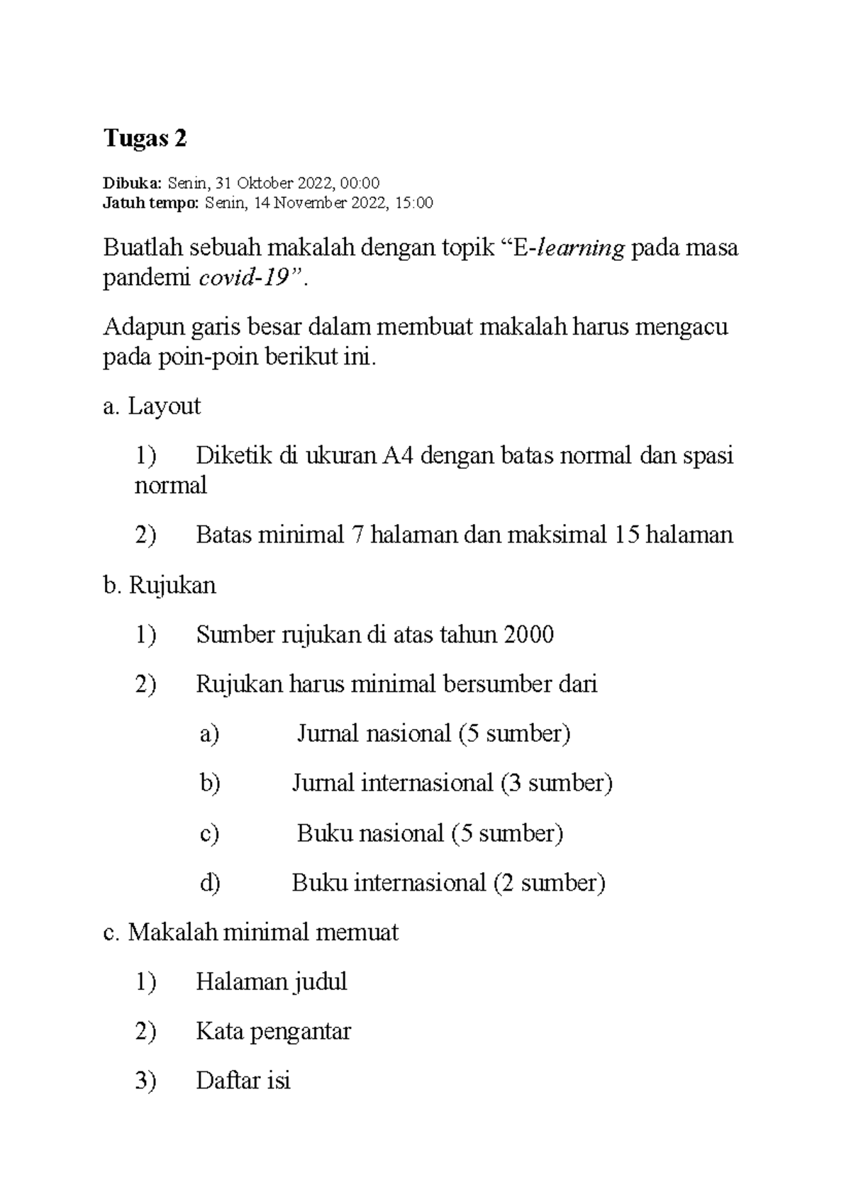 Tugas 2 Bindo - Tugas 2 Dibuka: Jatuh Tempo: Senin, 31 Oktober 2022, 00 ...