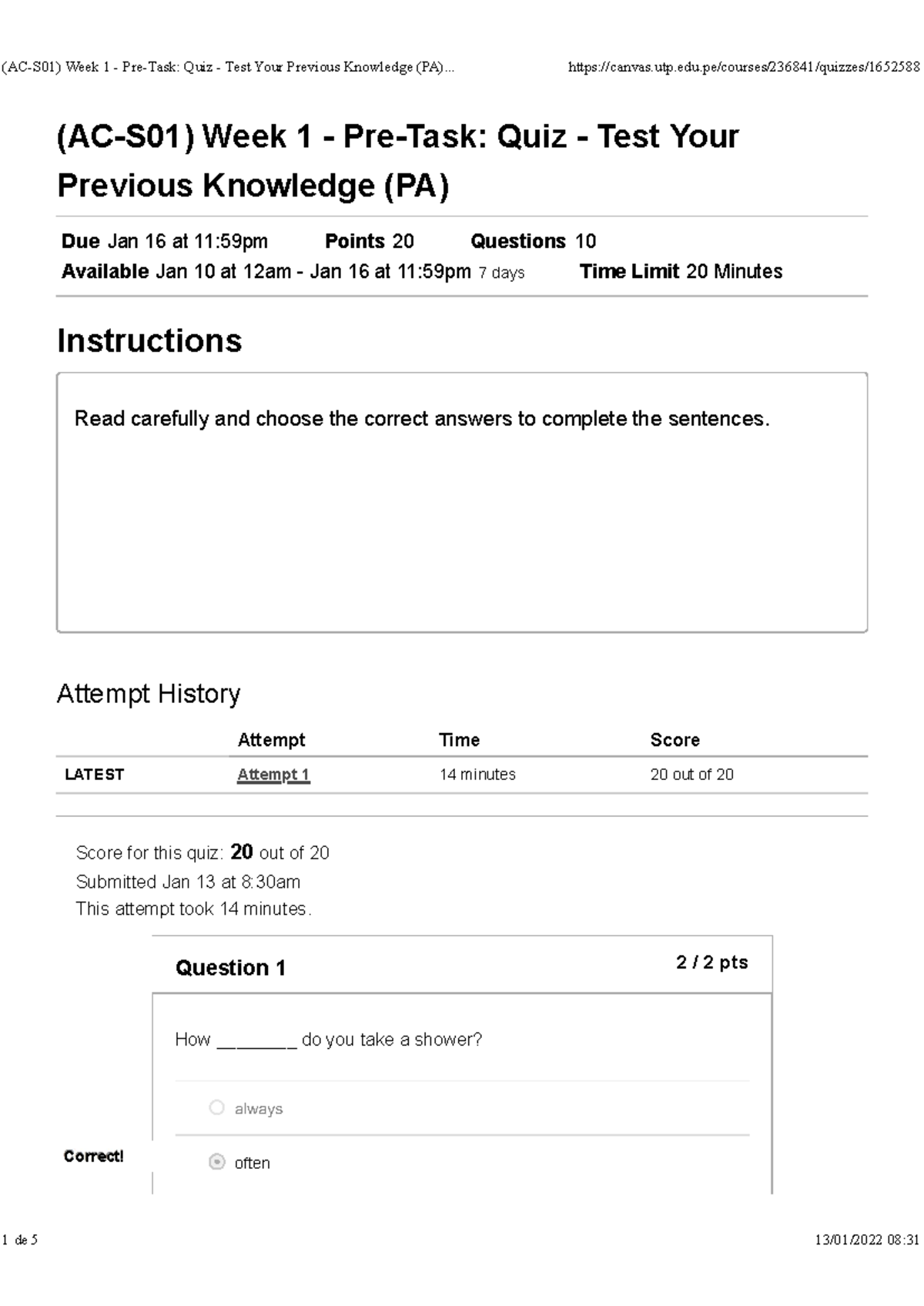 Examen 1 - (AC-S01) Week 1 - Pre-Task: Quiz - Test Your Previous ...