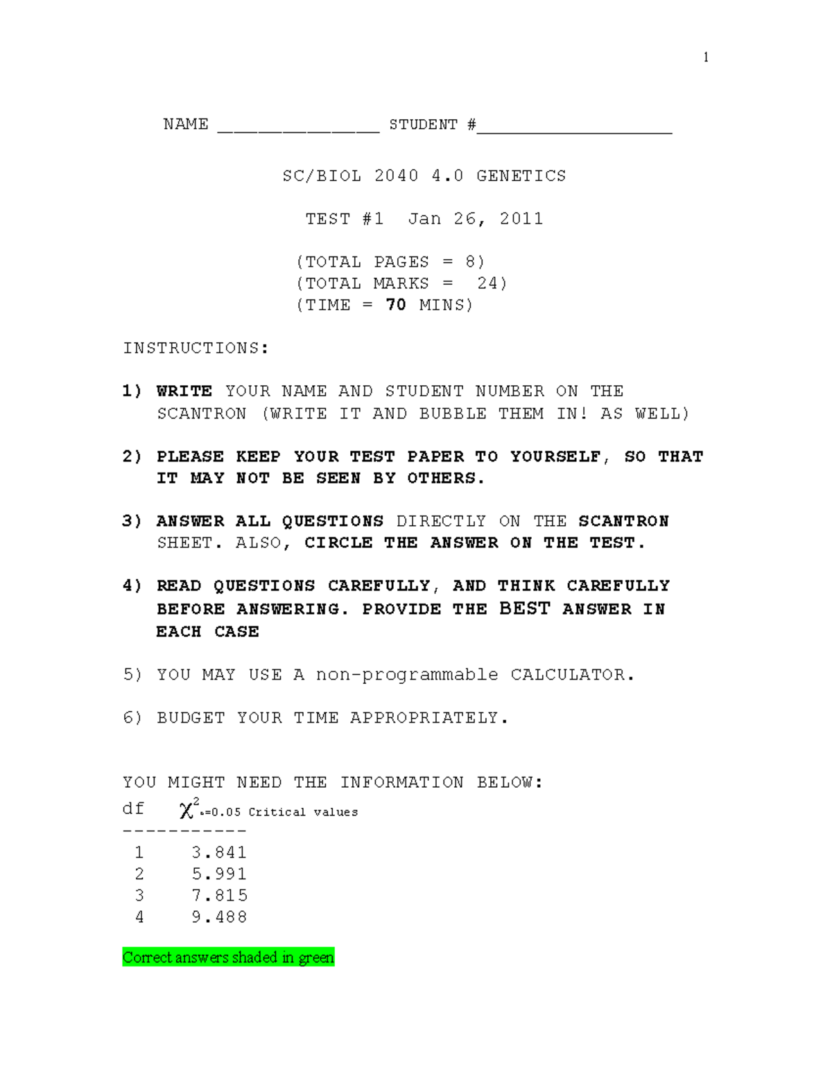 Sample/practice exam 26 January 2011, questions and answers - NAME ...