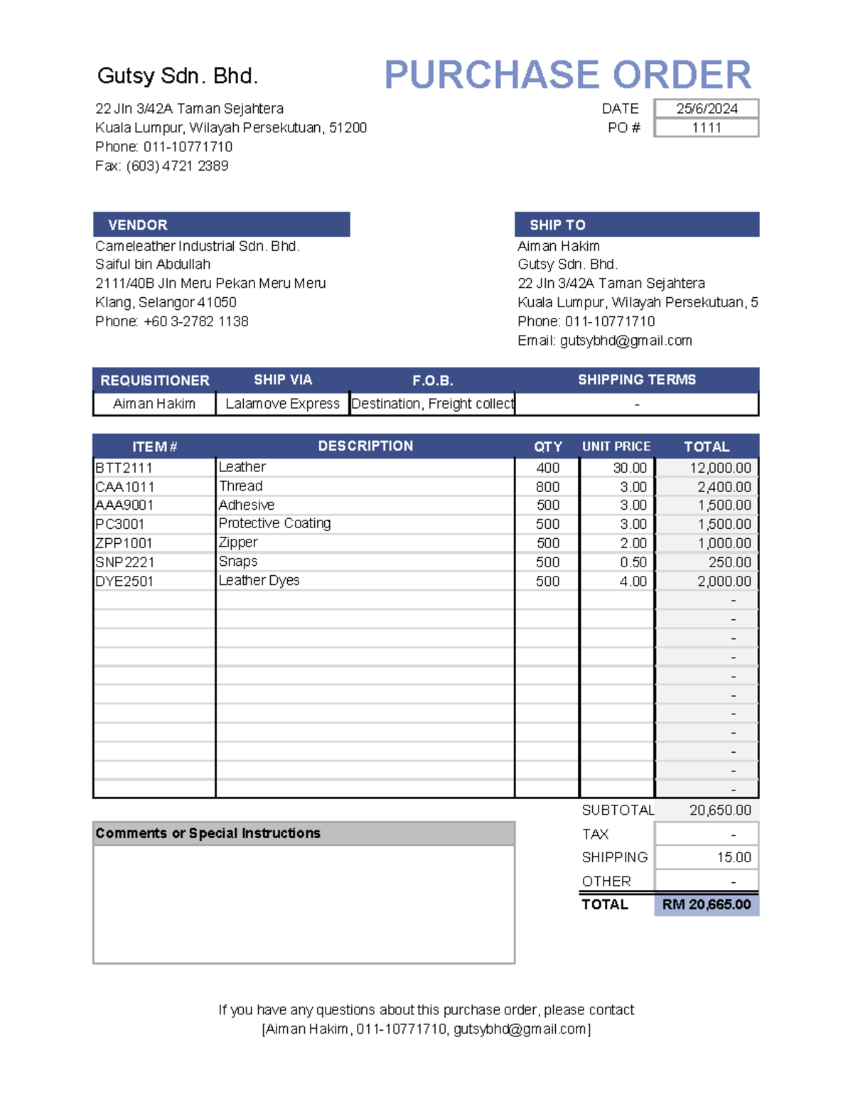 Purchase-order - This is for purchase order notes template for maf151 ...