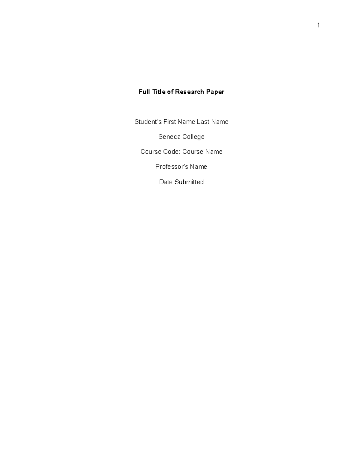 APA 7th ed Research Paper Template Appendix - Full Title of Research ...