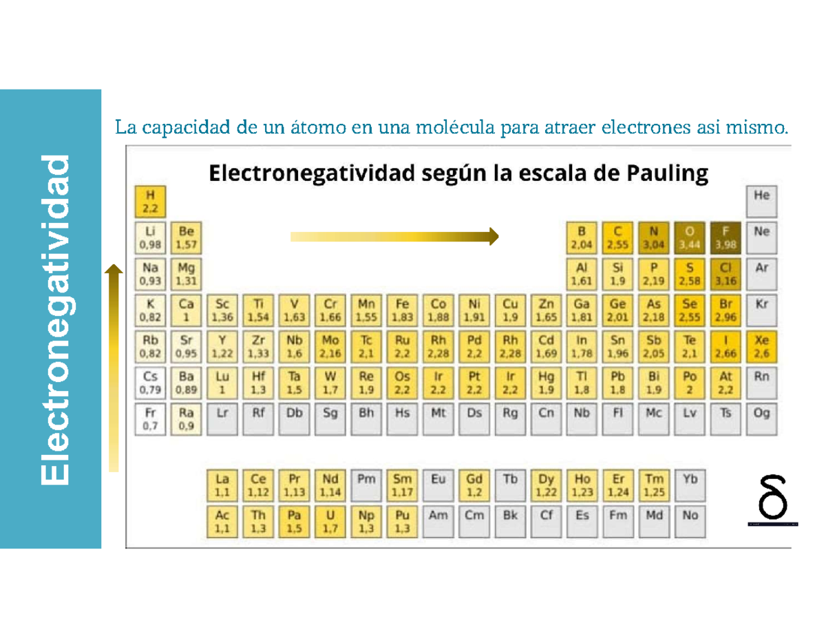 Tabla de Electronegatividad - Microbiología - Electronegatividad La