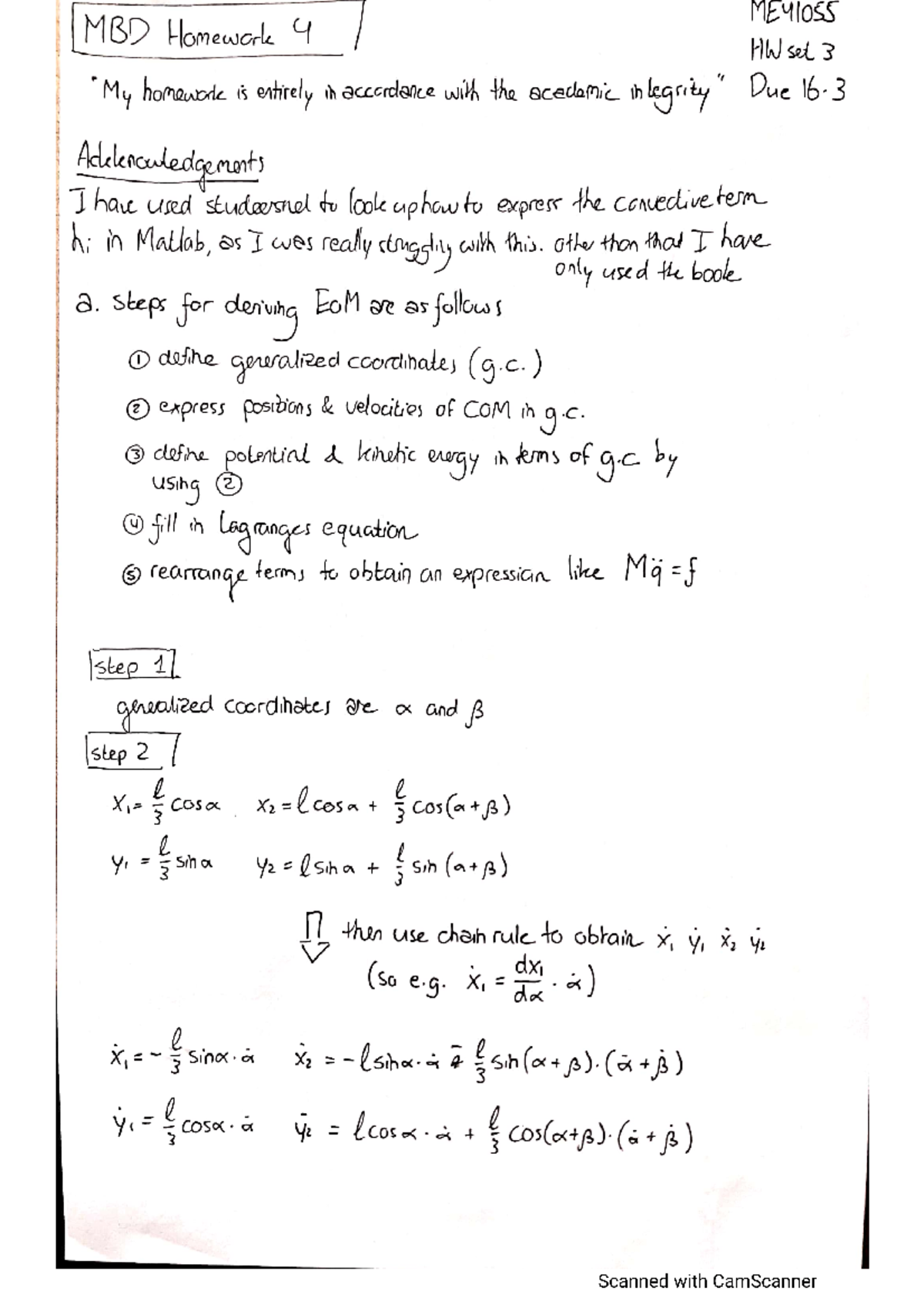 Uitwerkingen HW4 2020/2021 - m/s^ m/s^ m/s^ rad/s^ rad/s^ m/s^ x1dd ...