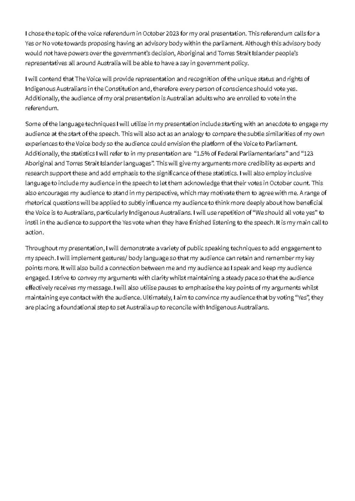 Statement of Intention Oral Presentation draft I chose the topic of