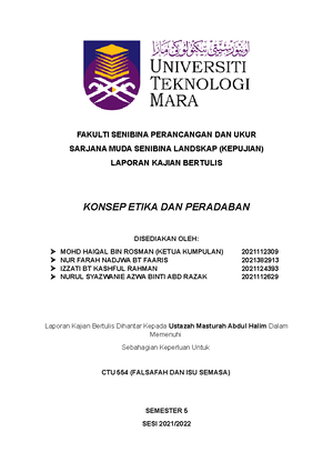 Assignment Group 1 RCS2554A - KERTAS KERJA CTU 554 PENGHAYATAN ETIKA ...