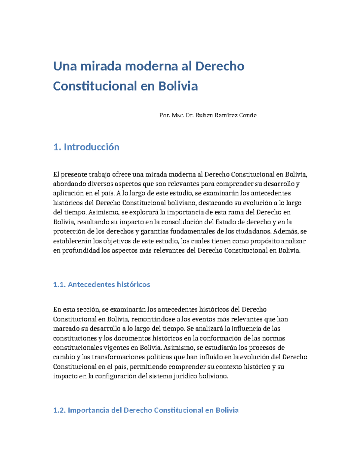 Una mirada moderna al Derecho Constitucional en Bolivia - Msc. Dr