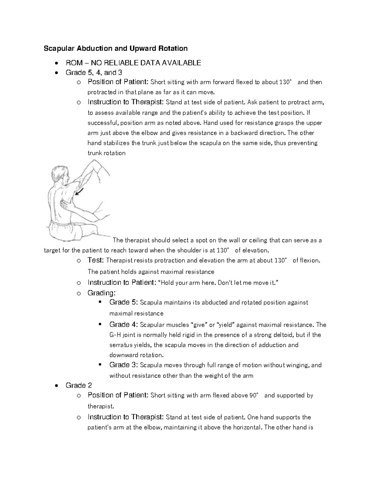 PTEval MMT Upper Ex - Muscle Movement - Scapular Abduction and Upward ...