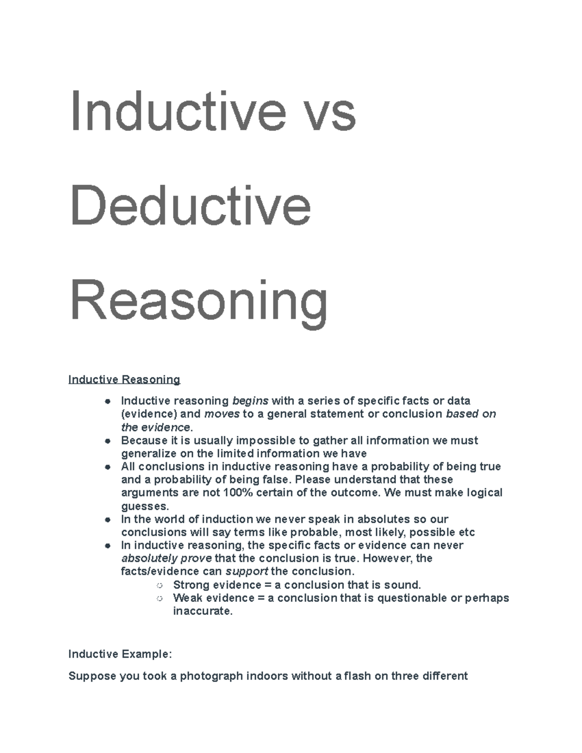 Inductive vs deductive reasoning - COMM 20 - Argument-Evryday For Inductive And Deductive Reasoning Worksheet