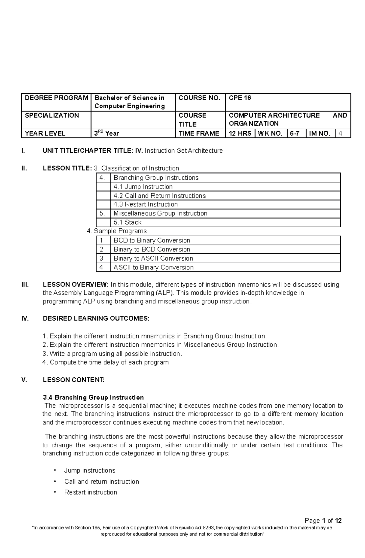 IM 4-CAO - Computer Architecture and Organization are two interrelated ...