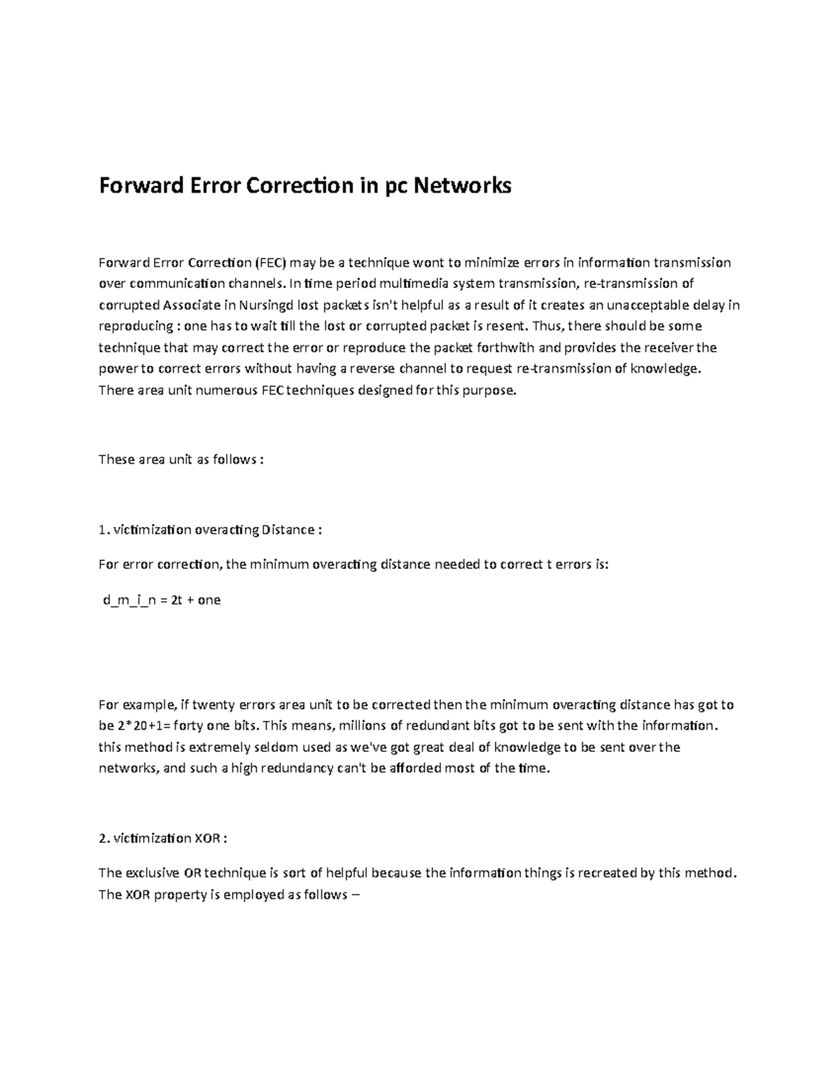 Forward Error Correction in pc Networks - In time period multimedia ...